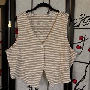 SHEIN Beige and White Striped Tank Top